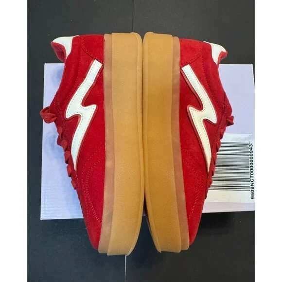 Madden Girl Shoes Womens 8 M Red Mightty Lace-up Gum Sole Low-Top Sneakers Giia - Picture 2 of 11